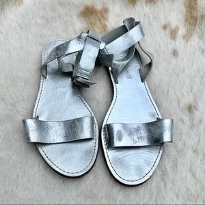 Madewell The Boardwalk Silver Ankle-Strap Sandals
